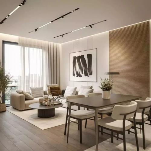 Интерьер кухни - гостиной и спальни в едином стиле. 03