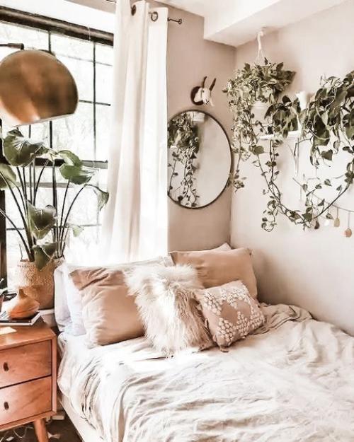 Смешение нескольких текстур - простой способ создать визуальный интерес или Визуальный вес в бохо спальне. 05