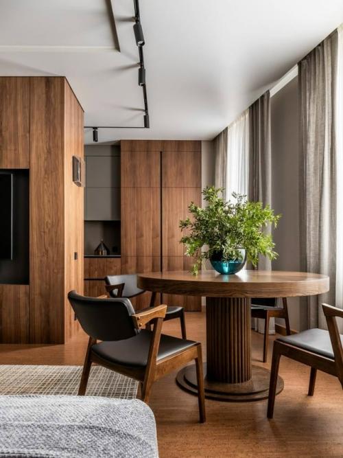 Современный лаконичный интерьер в тёплых оттенках - это пространство, в котором минимализм сочетается с ощущением уюта и спокойствия. 02