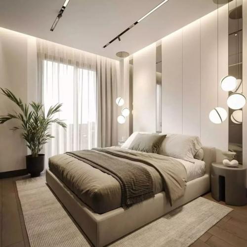 Интерьер кухни - гостиной и спальни в едином стиле. 05