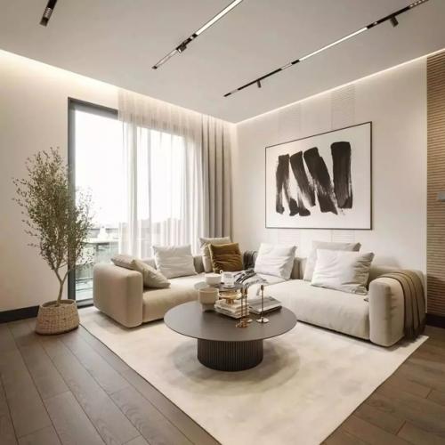 Интерьер кухни - гостиной и спальни в едином стиле. 04