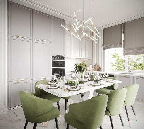 Стильная кухня в загородном доме. 03