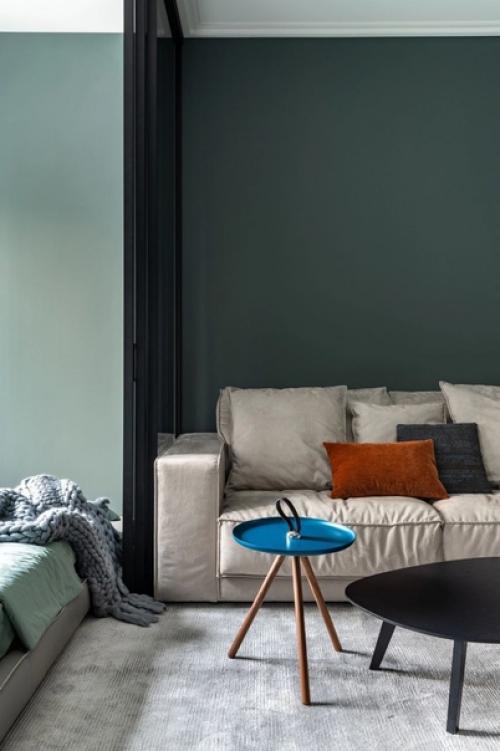 Современный интерьер однокомнатной квартиры в насыщенных природных оттенках. 08