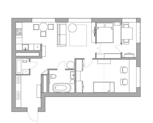 Квартира с печью в скандинавском стиле. 09