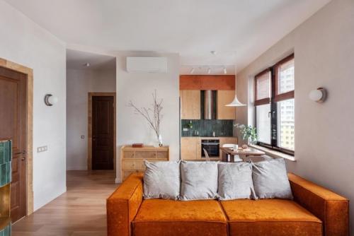 Квартира с печью в скандинавском стиле. 
