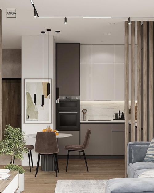 Потрясающая кухня - гостиная, площадью 15 кв. 07