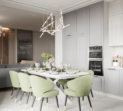 Стильная кухня в загородном доме. 01