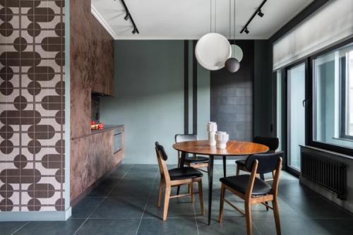 Современный интерьер однокомнатной квартиры в насыщенных природных оттенках. 03