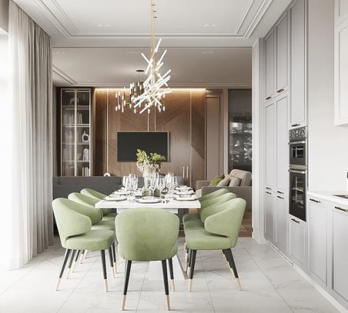 Стильная кухня в загородном доме.