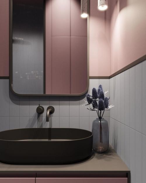 Ванная комната в стильном цветовом сочетании. 01