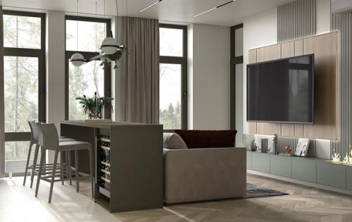 Перед вами современная, стильная и яркая кухня - гостиная. 02