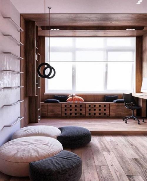 Дизайн в спокойных, нейтральных тонах с необычным оформлением спальных мест! 04