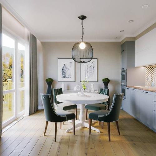 Дизайн кухни - гостиной в частном доме. 06