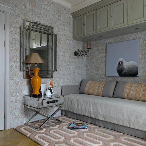 Благородный серый фон, сочные вкрапления цвета, практичные и выразительные отделки идеальное сочетание для семейного интерьера. 08