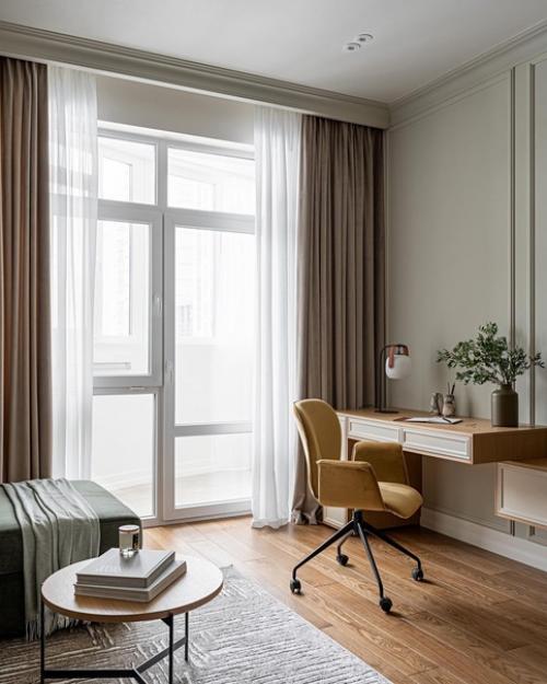 Светлая квартира с акцентами зеленого цвета. 05