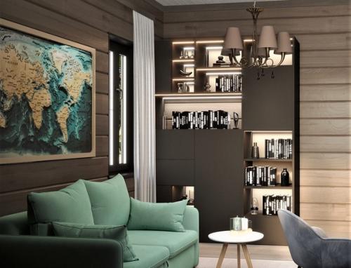 Домашний кабинет в загородном доме. 03