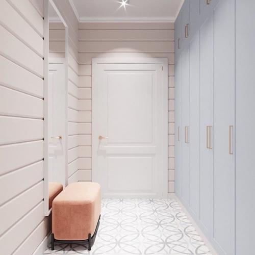 Необычно нежные цвета для входной зоны в частном доме. 03