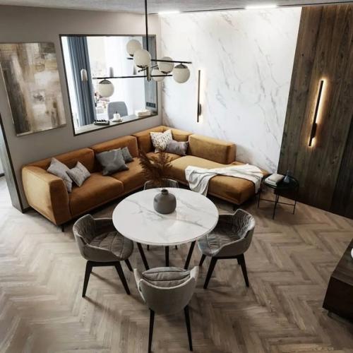 Красивая и уютная кухня - гостиная. 06