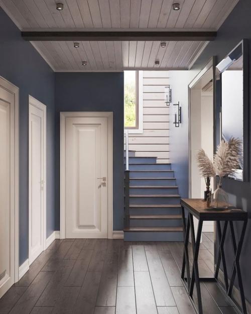 Нежная и аккуратная прихожая в загородном доме. 01