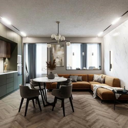 Красивая и уютная кухня - гостиная. 03