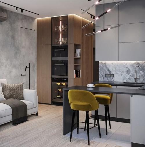 Современная кухня - гостиная.