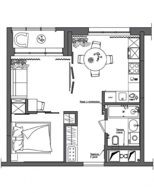 Проект квартиры, в котором прекрасно сочетаются светлые тона и дерево. 08