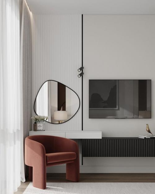 Шикарная спальня. Чистый интерьер, без обилия пестрого текстиля и обоев. 07