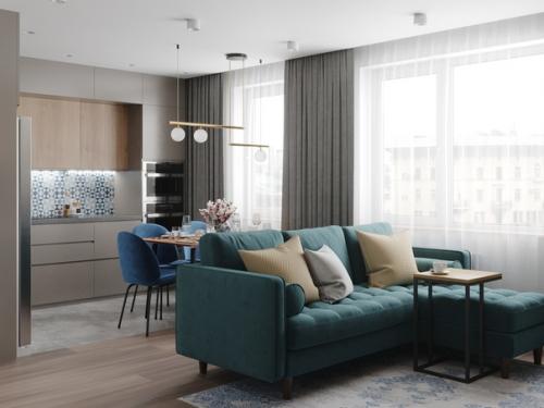 Чудесная кухня - гостиная от дизайнера Юлии шестовой.