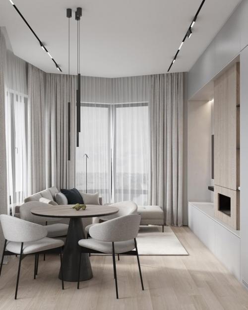 Гостиная и кухня нестандартной планировки.