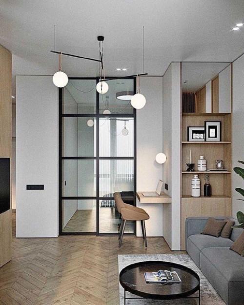 Проект квартиры, в котором прекрасно сочетаются светлые тона и дерево. 01