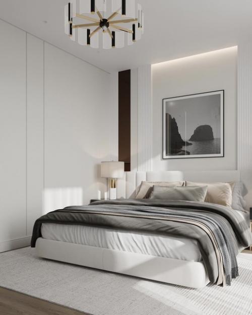 Шикарная спальня. Чистый интерьер, без обилия пестрого текстиля и обоев. 05