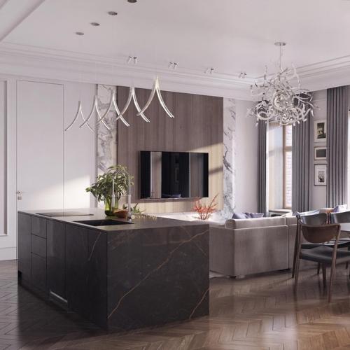 Кухня - гостиная в квартире. 03