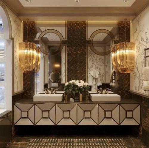 Изящная ванная комната в квартире.