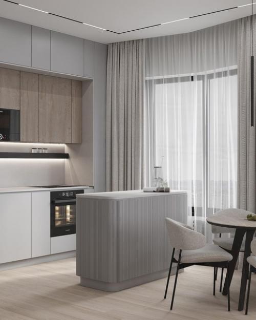 Гостиная и кухня нестандартной планировки. 01