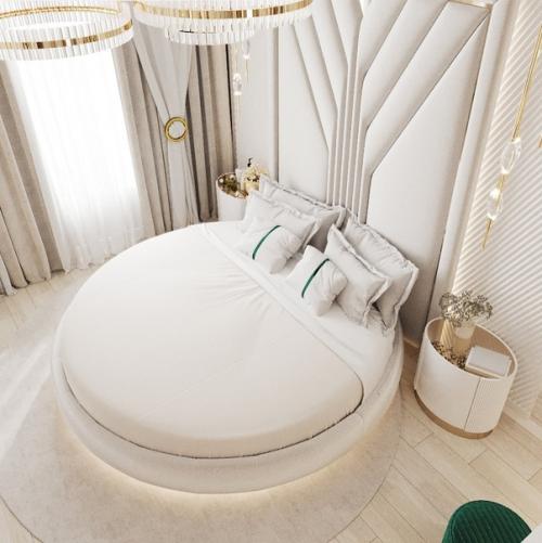 Проект спальни в светлых тонах.