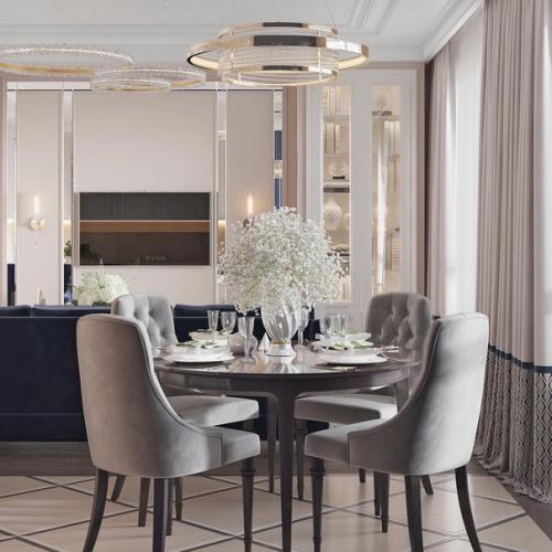 Кухня - гостиная в стиле - современная классика.