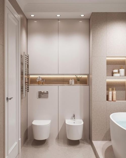 Светлая и просторная ванная комната. 01