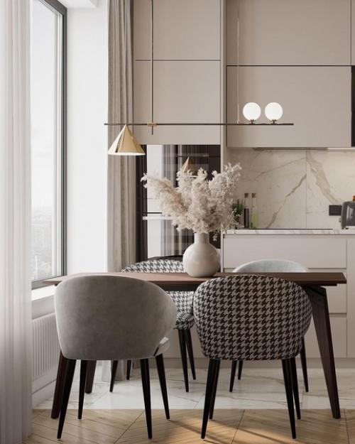 Кухня в нейтральной гамме, площадью - площадью 17 м 2. 01