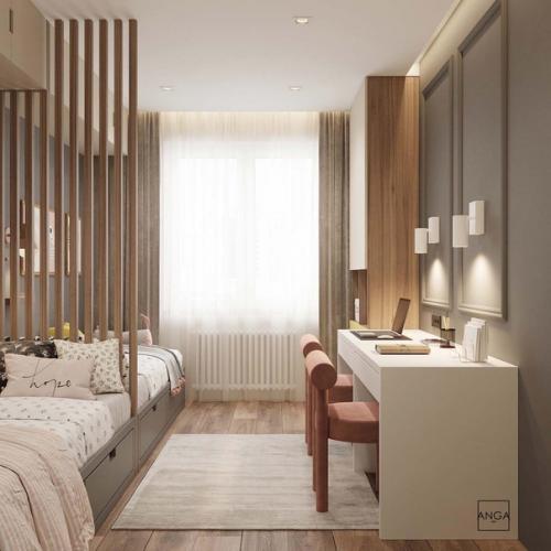 Детская комната площадью 13, 5 м 2 для двух деток.