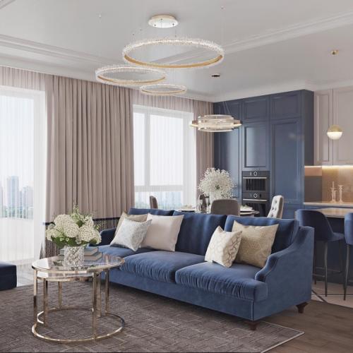 Кухня - гостиная в стиле - современная классика. 03