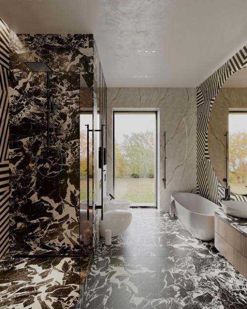 Ванная комната в загородном доме. 01