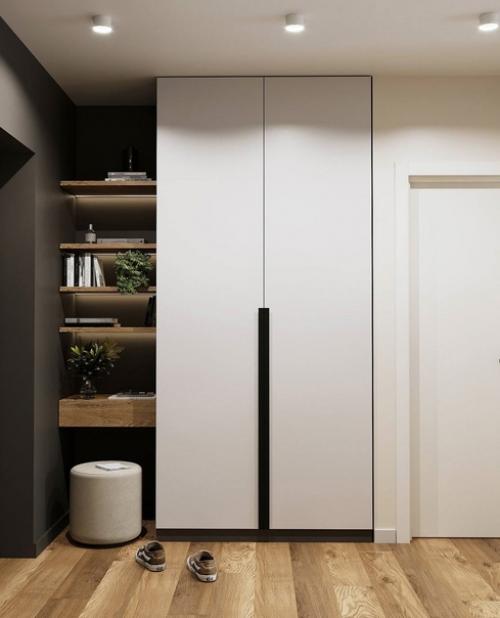 Интерьер однокомнатной квартиры в зеленых и бежевых тонах, площадью 46, 5 кв. 07