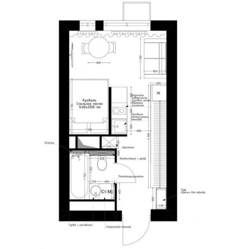 Небольшая квартира площадью всего 23 м 2. 09