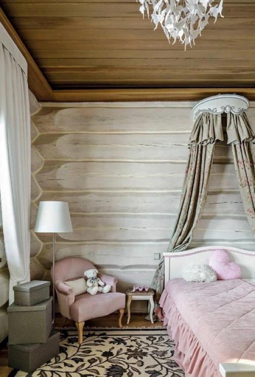 Нежный интерьер деревянного дома. 03