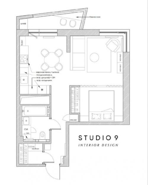 Квартира, общей площадью 47, 8 кв. 08