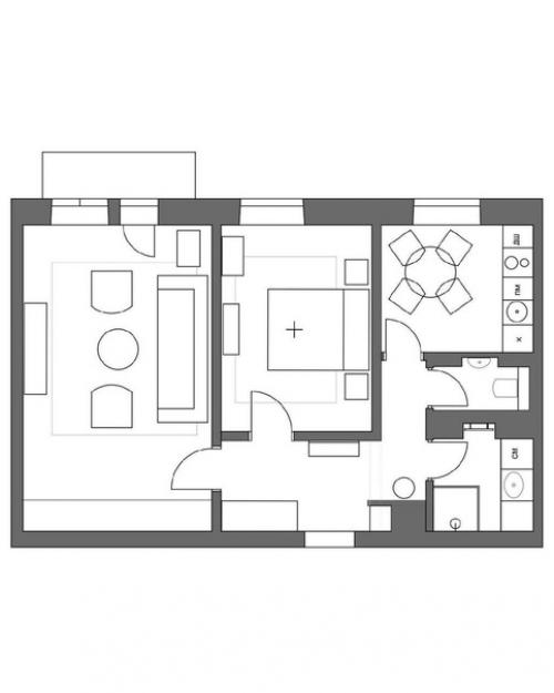 Двухкомнатная квартира, площадью - 56 кв. 09