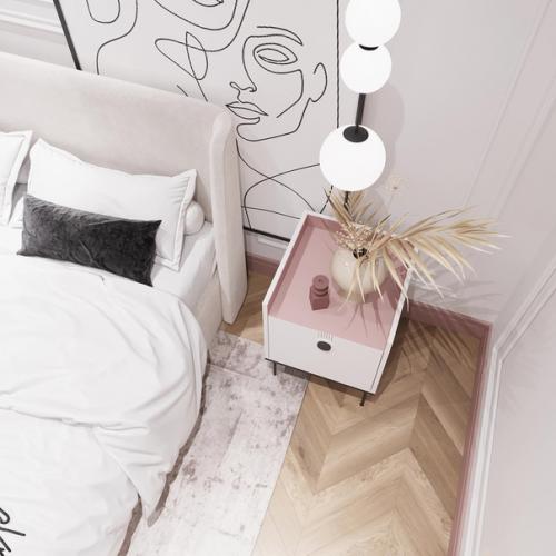 Нежная спальня.  Интересное оформление не обычной планировки. 02