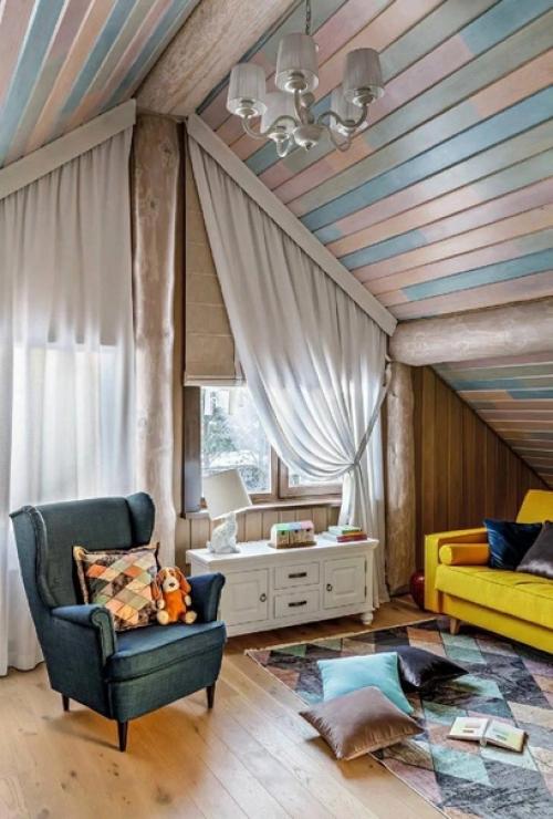 Нежный интерьер деревянного дома. 05