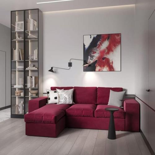 Современный лаконичный интерьер квартиры с яркими акцентами. 03