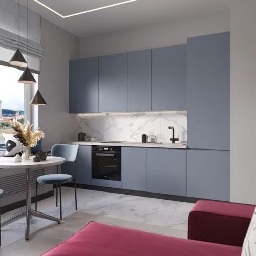 Современный лаконичный интерьер квартиры с яркими акцентами. 05